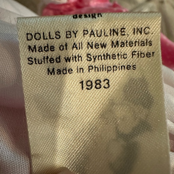 VINTAGE 1983 DOLL BY PAULINE BJONNESS JACOBSEN PINK DRESS PINAFORE 19” LYNN - Picture 9 of 9